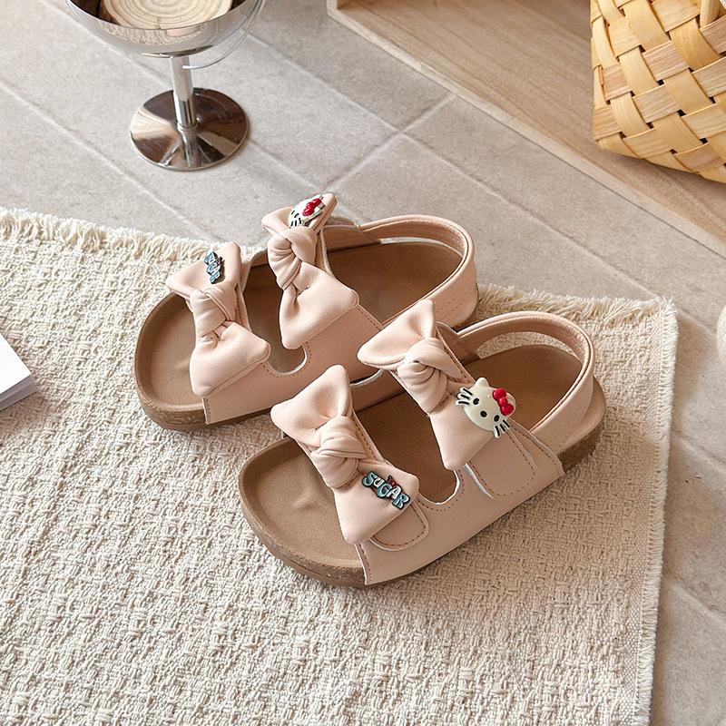 2026New summer styles for little girls: Korean-style children's shoes, featuring bow-tie princess shoes and cute cartoon sandals