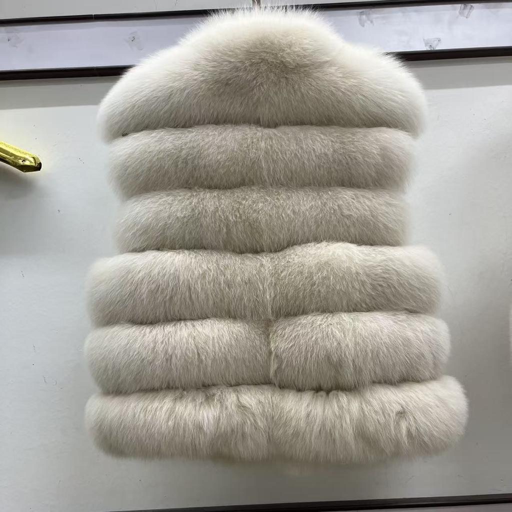 Ribs new age-reducing fur Haining imported fox fur vest female whole leather real hair vest young short
