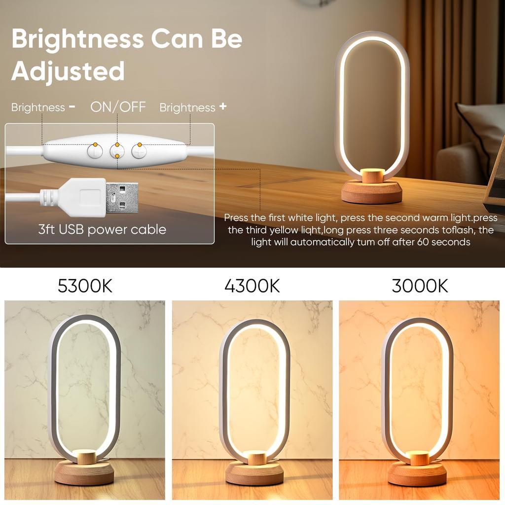 Modern Desk Lamp LED Wooden Table Bedroom Bedside Night Dimmable LED Creative Home Unique Housewarming Gift Lamp, Light, Lighting, Decoration,