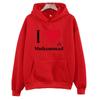 I Love Muhammad Hoodies Long Sleeve with Hooded Clothing Retro Harajuku Pullovers Women Fashion Sweatshirts