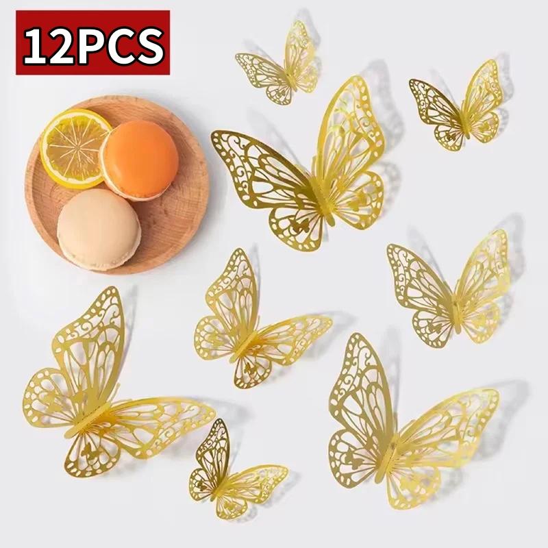 12/48 шт. Модные 3D-бабочки Креативные DIY Наклейка на стену Современное искусство для стен Дом Спальня Комната Декоративные бабочки DIY Подарок