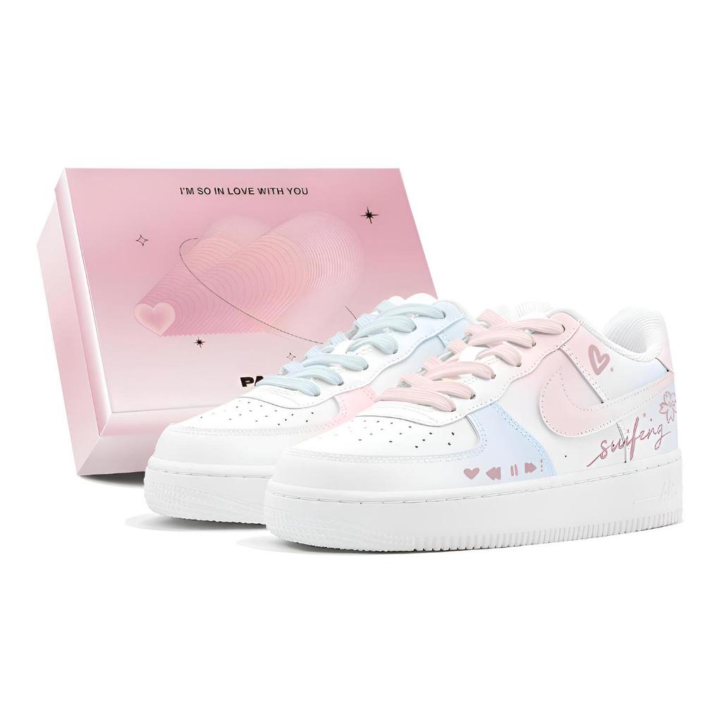 Nike Air Force 1 Air Force 1, Couple's, Romantic Favor, Pink Blue Love Story, Mismatched Color, Cotton Candy Low top DH2920-111(TeamS3-S-BOX)