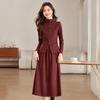 2025 Spring Fashion: Thickened Brushed Stand Collar Top & Half Skirt Two-Piece Dress for Women (SH039)