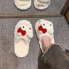 Cute Cartoon Kitten Soft Bottom One-word Drag Female 2025 Autumn and Winter New High-value Xiaoxiangfeng Flat-bottomed Cotton Slippers
