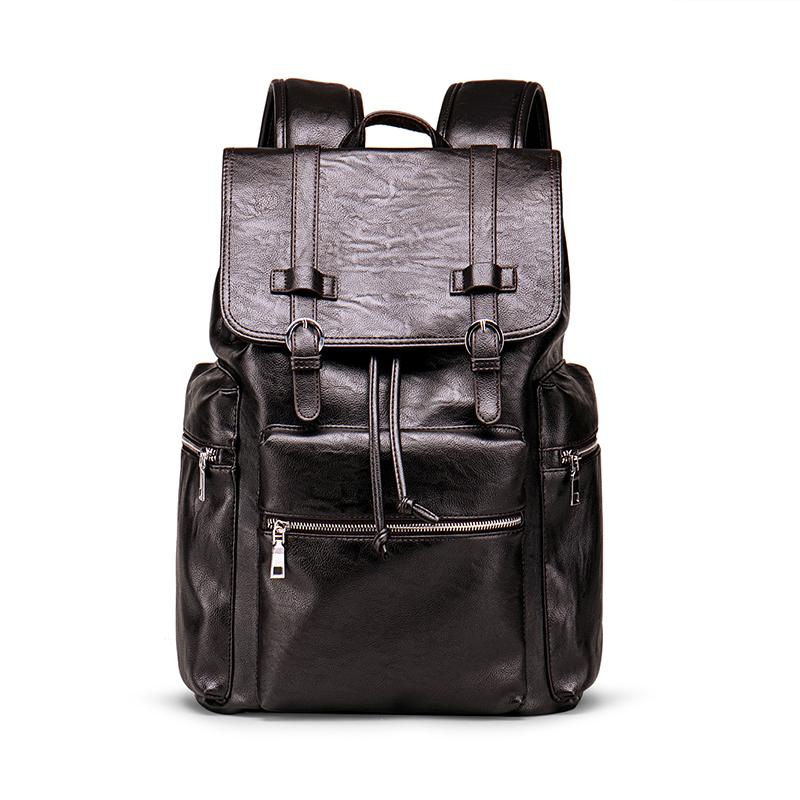 Large Capacity Leather PU Men's Backpack Expandable Backpack USB Charger Travel Computer Laptop Students Fashion