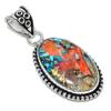 Spiny Oyster Gemstone Handmade 925 Sterling Silver Jewelry Pendant 2.05" N7c59