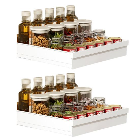 Выдвижная кухонная полка для хранения с конструкцией с повышенным бортиком, гладкими направляющими, органайзер для шкафа, установка без гвоздей, пластиковые контейнеры для хранения