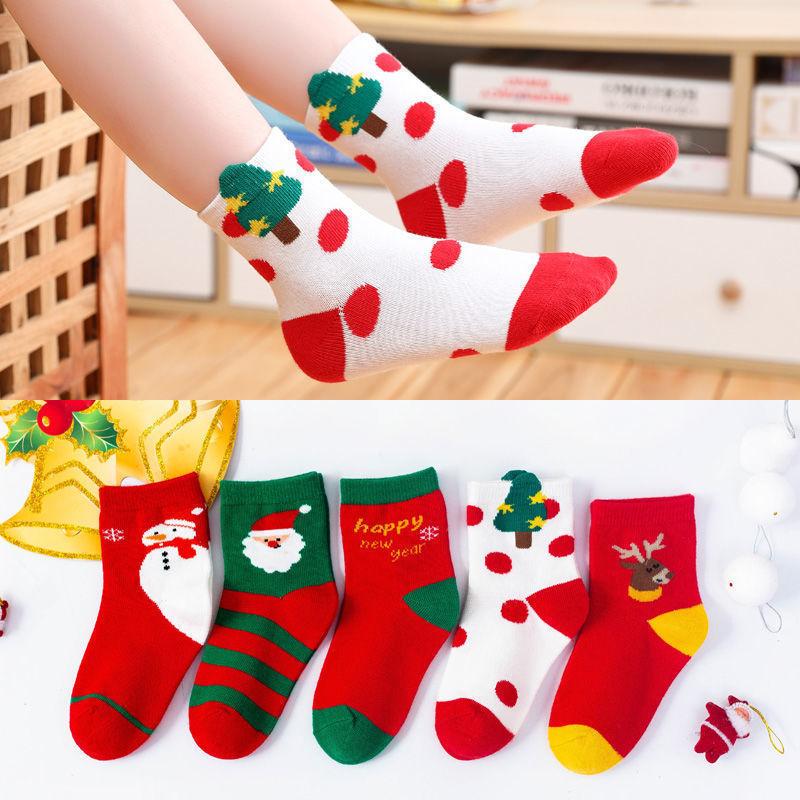 5 Pair Children's Socks Spring Autumn Boys Girls Cartoons Cute Middle Tube Socks