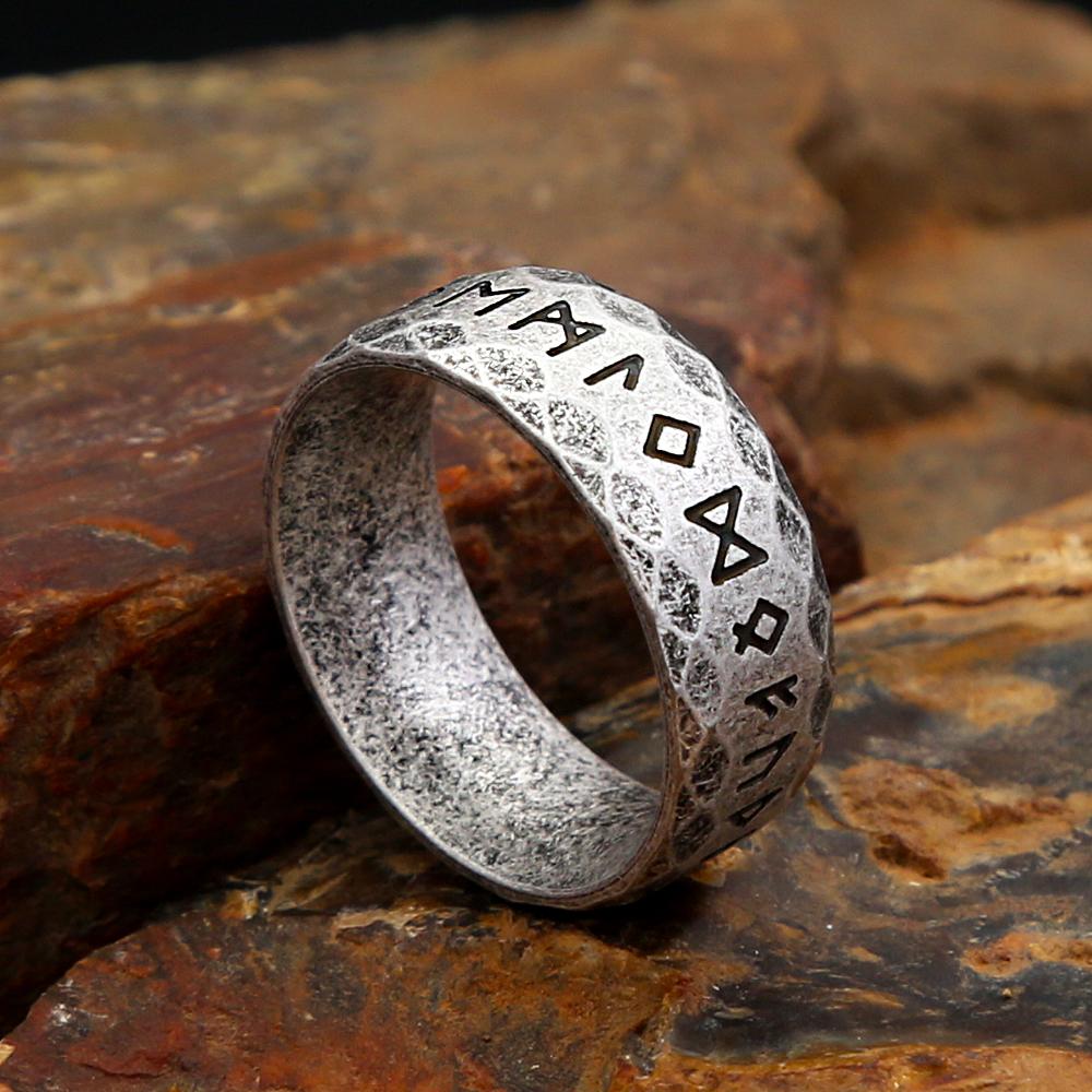 Скандинавское кольцо с рунами викингов для мужчин и женщин, из нержавеющей стали, панк, винтажное, кольцо-амулет, уникальное, простое, байкерское, ювелирное изделие, подарки, дропшиппинг
