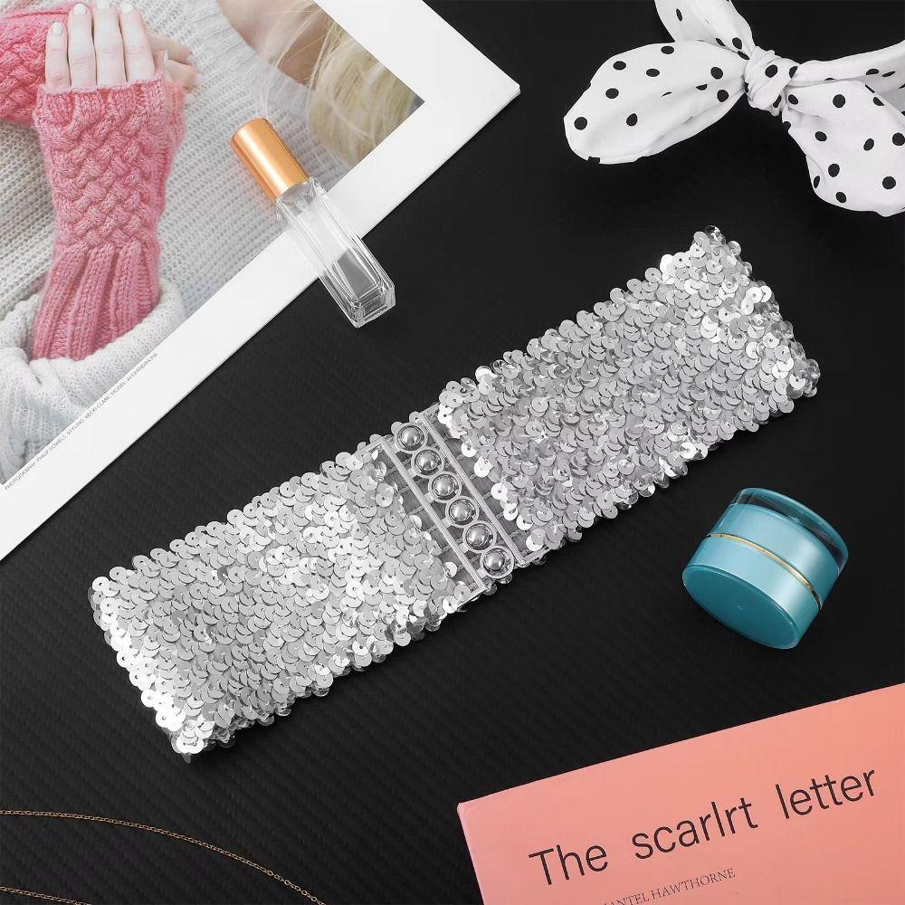 Metal Buckle Sequined Wide Corset Belt Wide Elastic Elastic Waspie Belt Casual Wear
