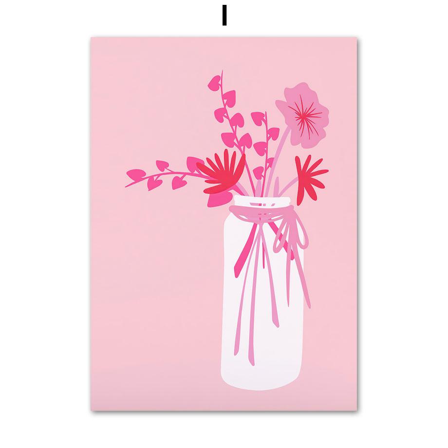 Pink Abstract Girl Flower Butterfly Good Energy Quote Wall Art Canvas Painting Posters And Prints Pictures For Living Room Decor