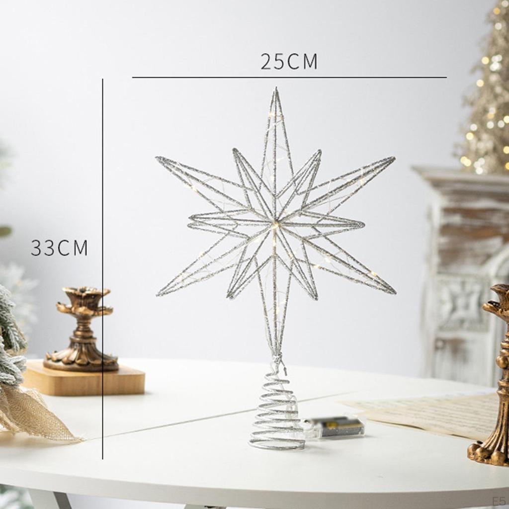 Верхняя часть рождественской елки, верхняя часть звезды, украшения на верхушках деревьев с полой подсветкой и светодиодной подсветкой на Рождество