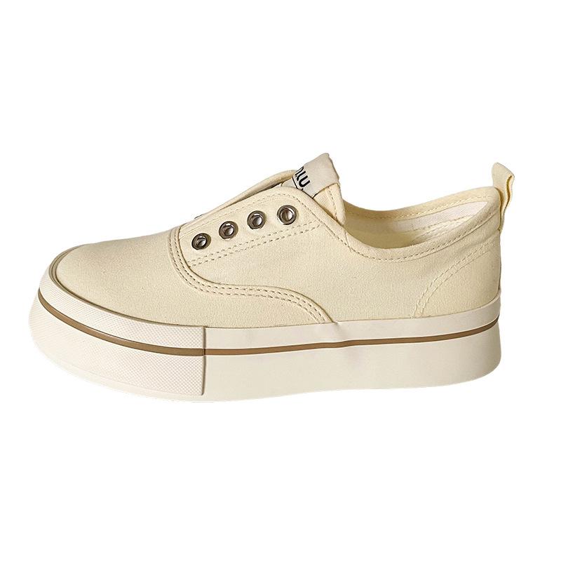 6514 резинка популярная ленивая парусиновая обувь с толстой подошвой и одной педалью женская обувь маленькие белые туфли летние тонкие туфли для доски