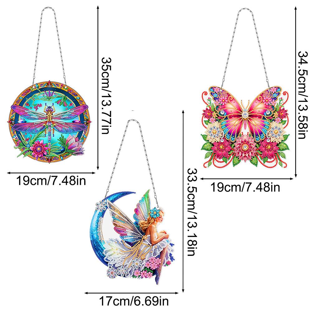 Набор для алмазной живописи 2D, 3 шт., плоский, сделай сам, стразы, алмазное искусство, подвески для окна, алмазная арт-подвеска, поделки для украшения дома и стен