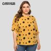 Summer Women's Shirt Large Size Polka Dot Print Loose Casual Short-sleeved T-shirt