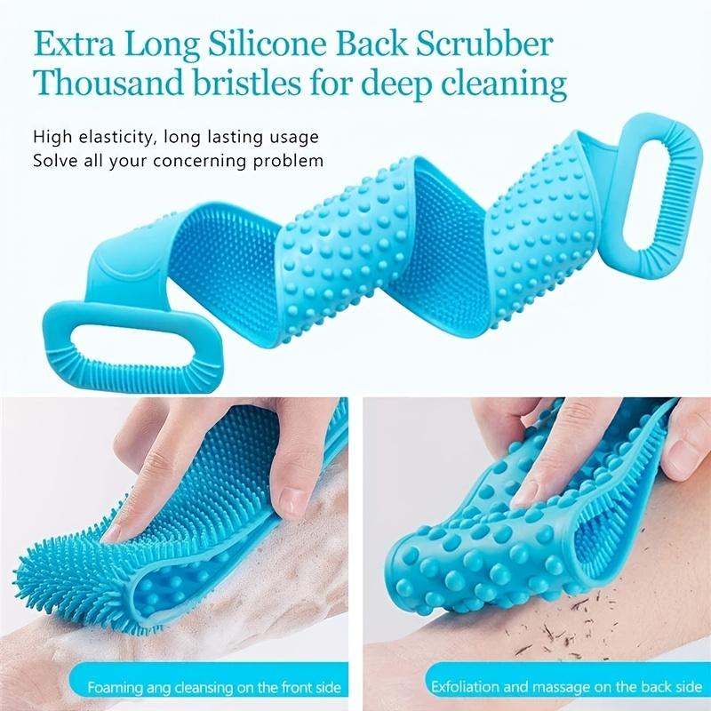 Silicone Body Scrubber Bath Brush, Exfoliating Shower Brush Bath Belt With Extra Long Strip And Handle For Easy Back Exfoliating, Rubbing Body Back