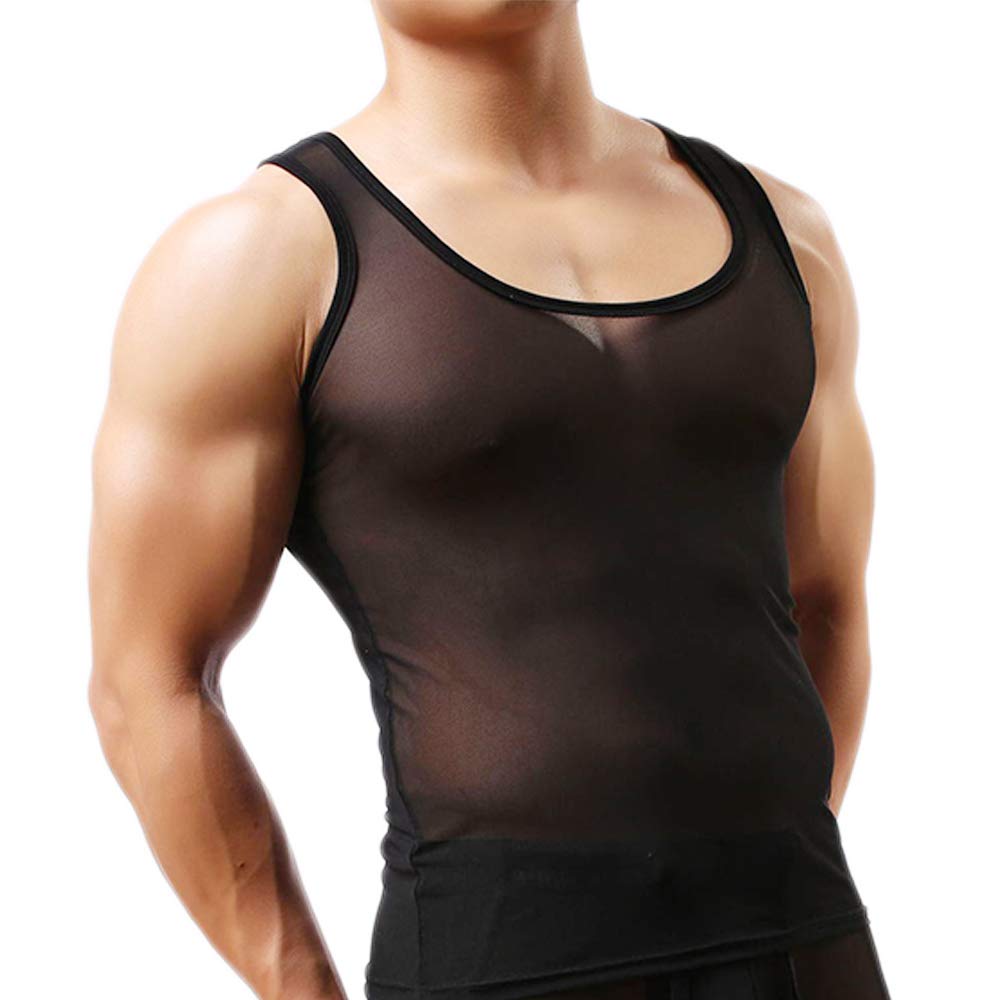 Transparent Tank Faux GTLINE Favolic [GTLINE] Top, Mesh, V-Neck, Sheer, Men's, Translucent, Leather, Adults, Underwear, Leather, Cosplay, Macho,