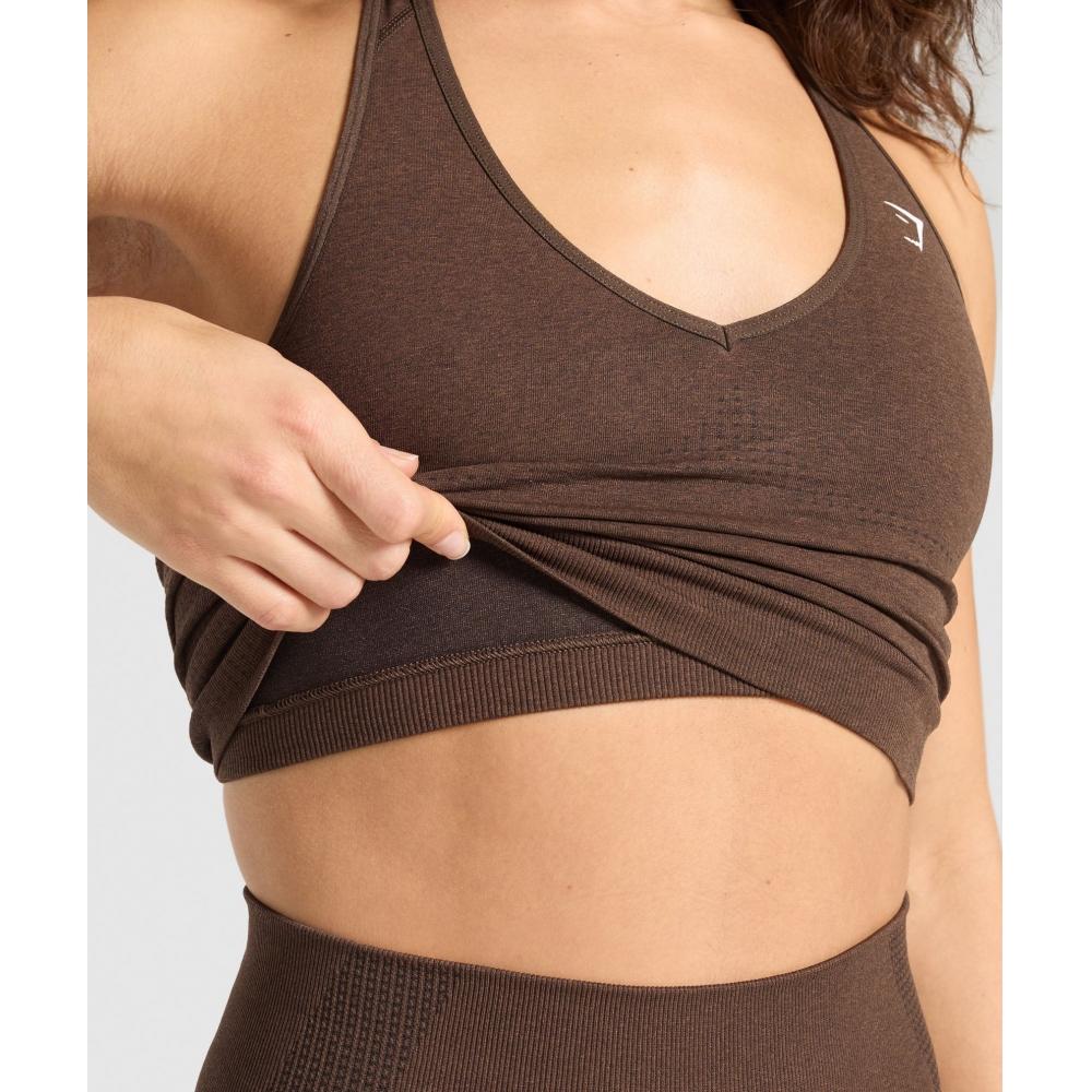 Gymshark Vital Seamless Halter Neck Tank Espresso Marl B2c9l Nbfb