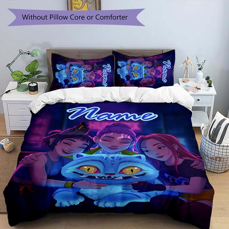 3pcs KPop Demon Hunters17 Cover Set - Personalized Name, HD Printed Bedding with 1 Cover and 2 Pillowcases - Perfect for Home Decor, Easy Care