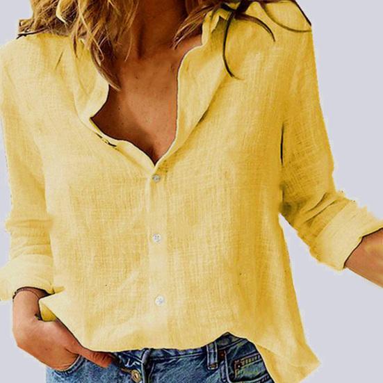 Large Size Color Single-breasted Summer Solid Elegant Loose-fitting Shirt
