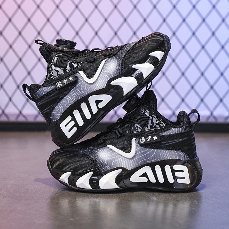 Дышащая и износостойкая кожаная поверхность, сетчатые спортивные туфли с фрикционной подошвой, кроссовки, детские баскетбольные кроссовки, звук, реальный бой, подростки имеют