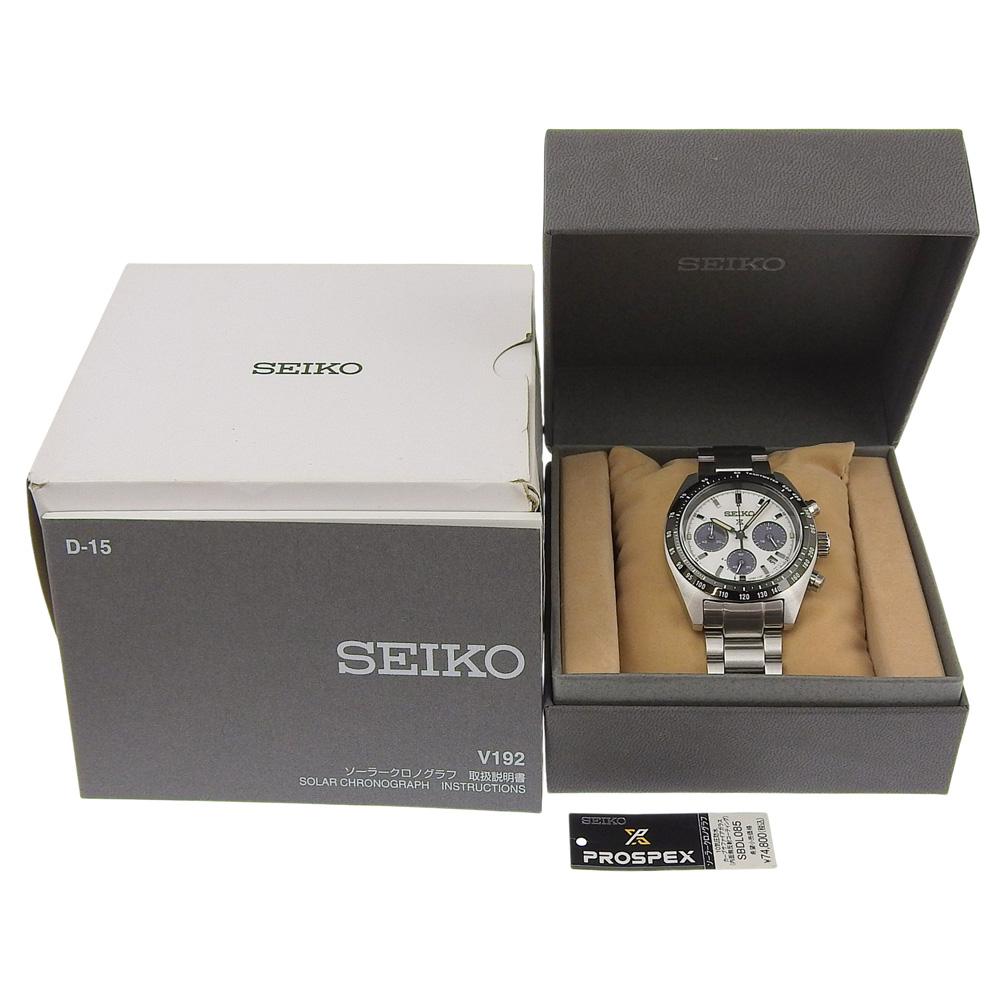 Seiko Prospec Speed Timer Watches V192-0AF0 WhiteDial Stainless Steel Solar Powered Watch Chronograph Mens Used
