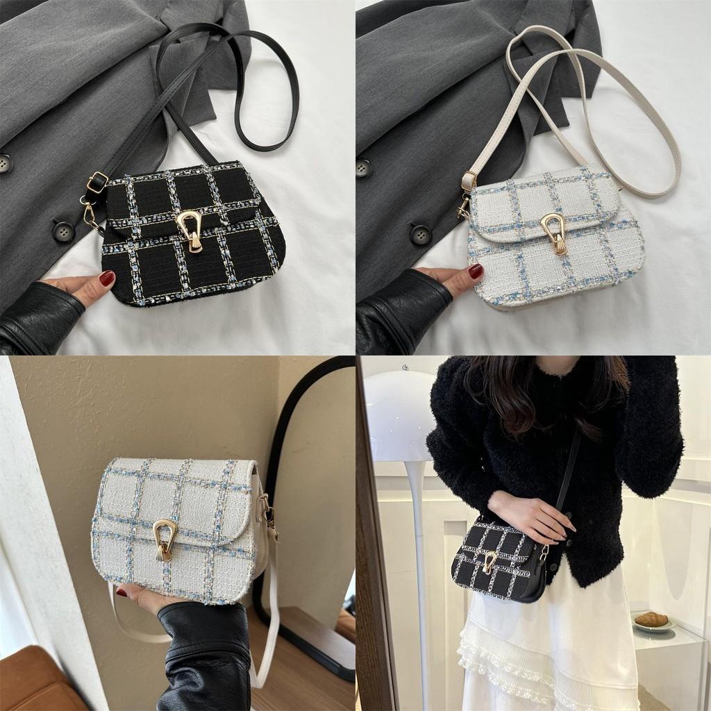 Elegant Minimalist Women's Canvas Crossbody Bag With Unique Saddle Design For Everyday Use