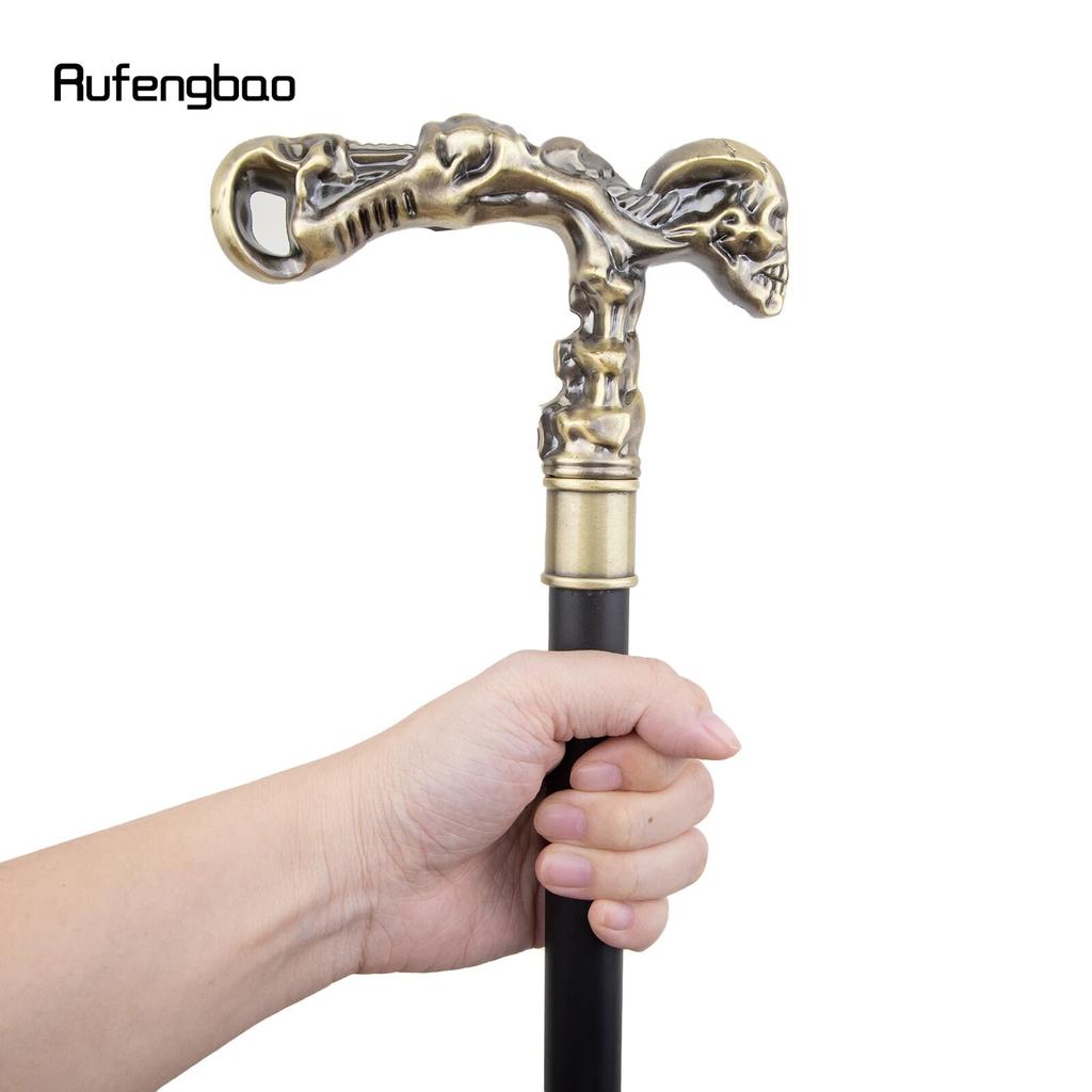 Golden Skull Walking Stick Decorative Vampire Cospaly Vintage Party Fashionable Walking Cane Halloween Crosier 93cm