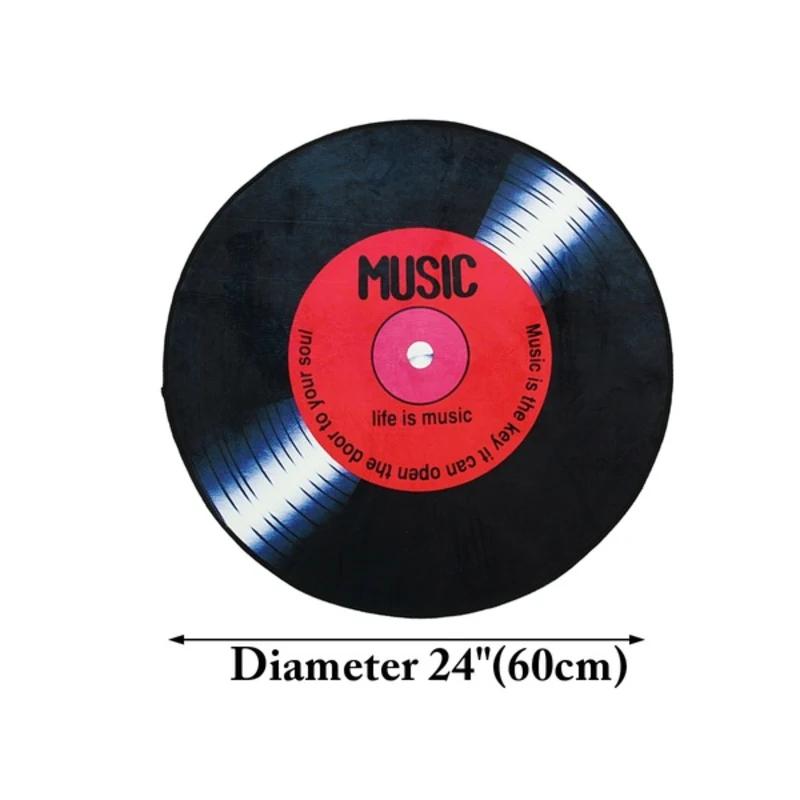 Виниловая пластинка с принтом из мягкой ткани, круглый напольный коврик, ковер, ковер для спальни, современный коврик