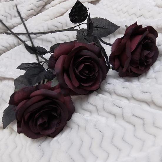 10 шт. искусственных роз, искусственная роза с гибким стеблем, реалистичные черные, темно-красные искусственные розы для украшения стола, украшения для дома, вечеринки, свадьбы