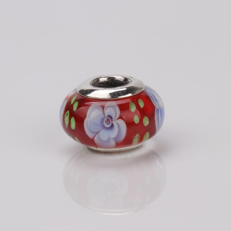 Бусины-цветы из муранского стекла из стерлингового серебра 925 пробы для браслета Pandora - Весенняя коллекция DIY Ювелирный аксессуар Подарок