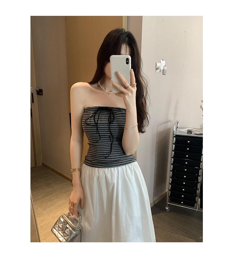 Женская майка-труба в полоску со шнуровкой в тайском стиле - уникальный летний дизайн