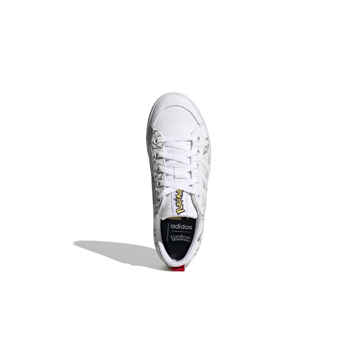 Pokemon x Adidas Neo Bravada Пикачу Дышащие Низкие Детские Скейтбордические Кроссовки Белый Желтый Красный Детские FW3197