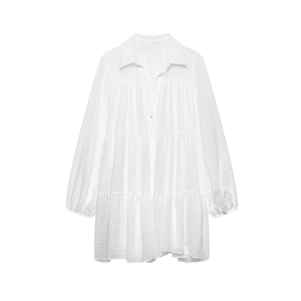 2025 Spring/Summer Women's V-Neck Layered Patchwork Long-Sleeve Dress