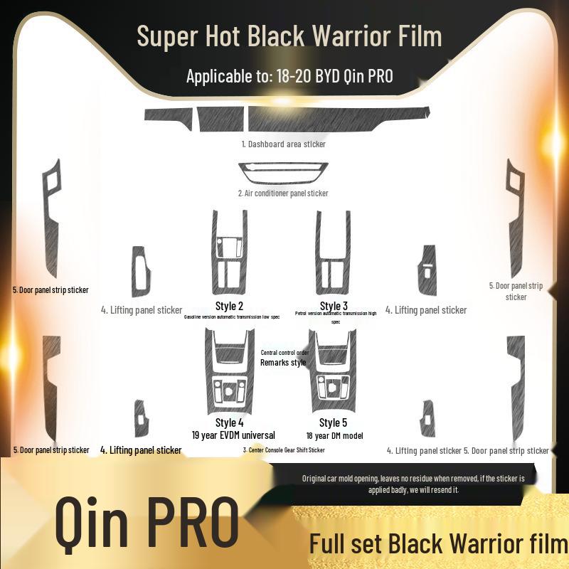 Черный Воин Матовая Наклейка на Автомобиль для 18-20 BYD Qin Pro Декор Интерьера