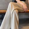 Women High Waist Casual Summer Slacks Pants Ice Silk Ankle-Length Long Trousers Female Slacks Wide Leg Pants