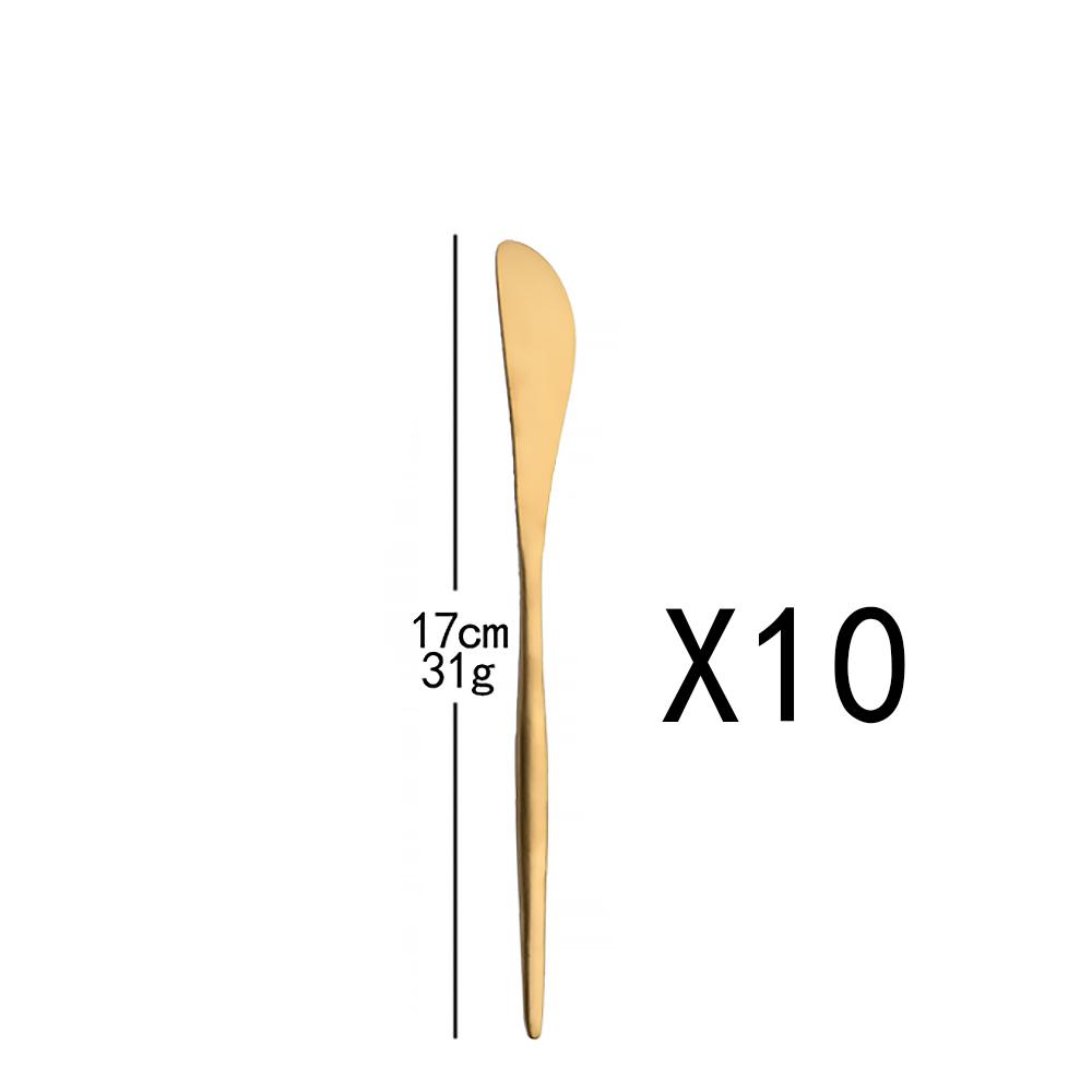 10Pcs Gold Dinnerware Sets Knife Fork Long Handle Spoons Dessert Flatware Mirror Cutlery Stainless Steel Tableware Silverware