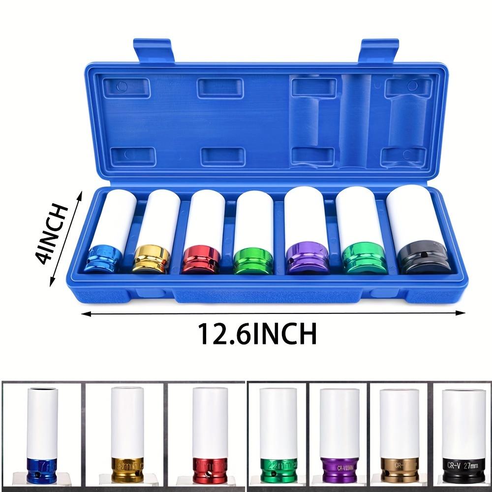 1/2" Привод Защита колеса Ударная головка, 7 шт. Набор глубоких ударных головок с тонкой стенкой, Не оставляющий следов Набор ударных головок для защиты шин