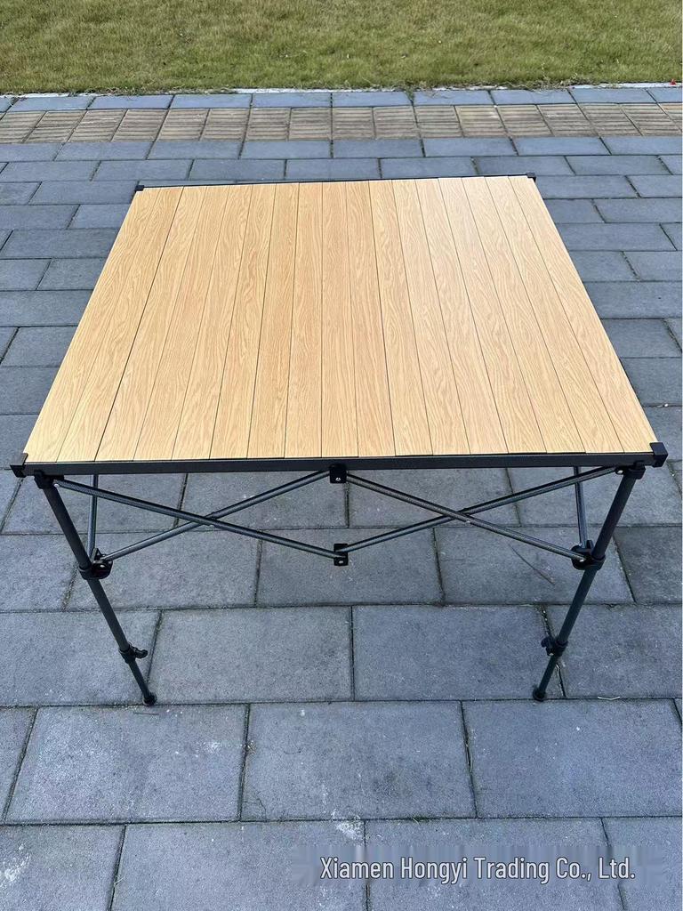 Складной алюминиевый стол Hongyi с бамбуковым узором – для улицы, с регулируемой высотой, для чая, барбекю, карточных игр, маджонга, обеда.