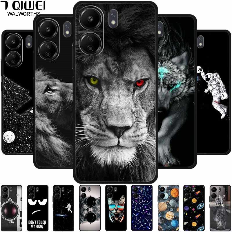 Funda For Xiaomi Poco C65 Case Soft Lion Wolf Black Shockproof Back Cover for Poco C65 C 65 Soft Case Poco C65 Cool Soft Bumper