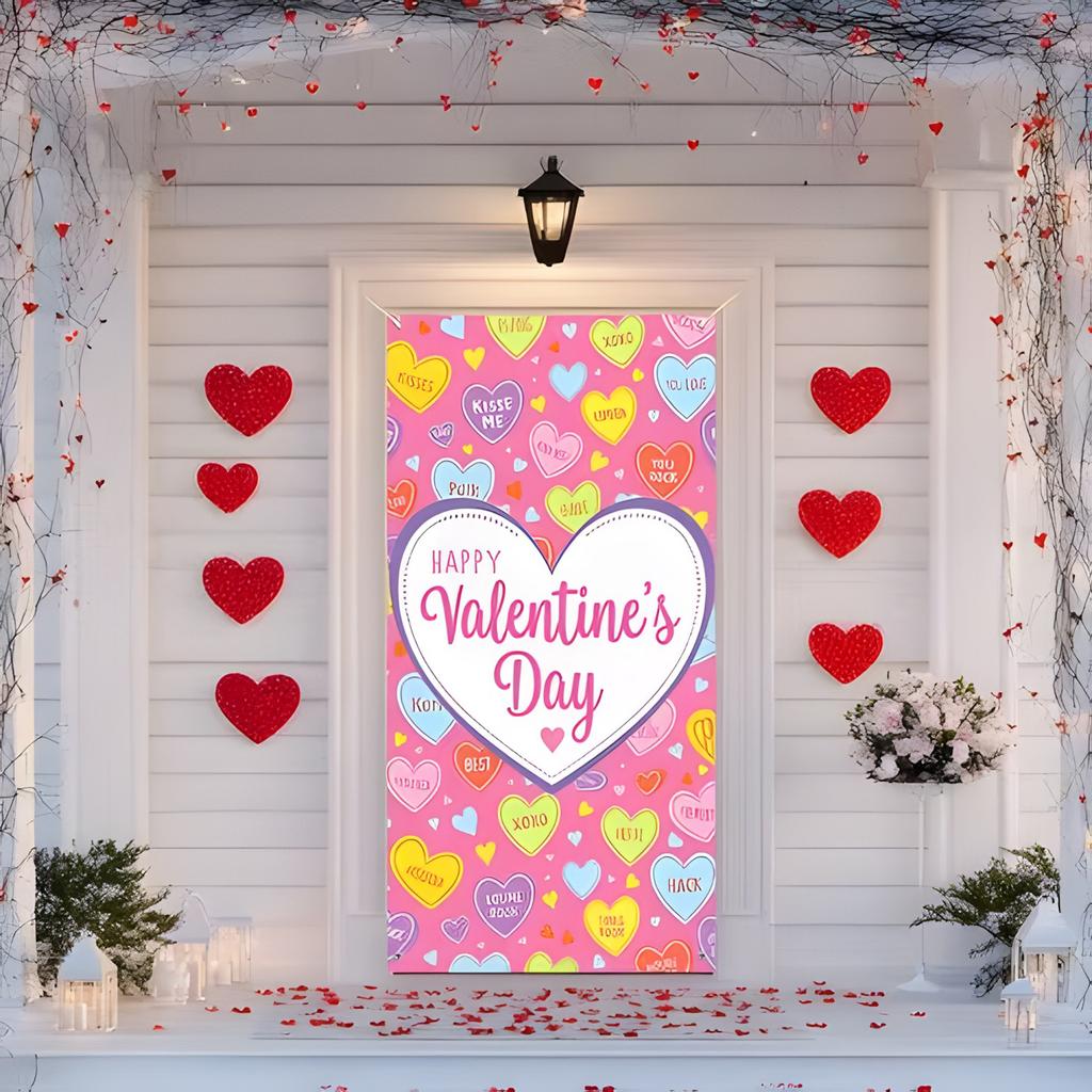 Valentine's Day Door Curtain Decoration Party Atmosphere Love Hanging Flag Decoration Door Frame Door Cover