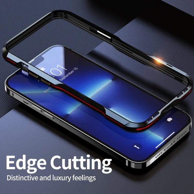 Для IPhone 15 Pro Max 12 11 Pro Max 13 Mini SE2 7 8 Plus XR X XS MAX Противоударная броня, металлический каркас, бампер, необычная алюминиевая крышка корпуса