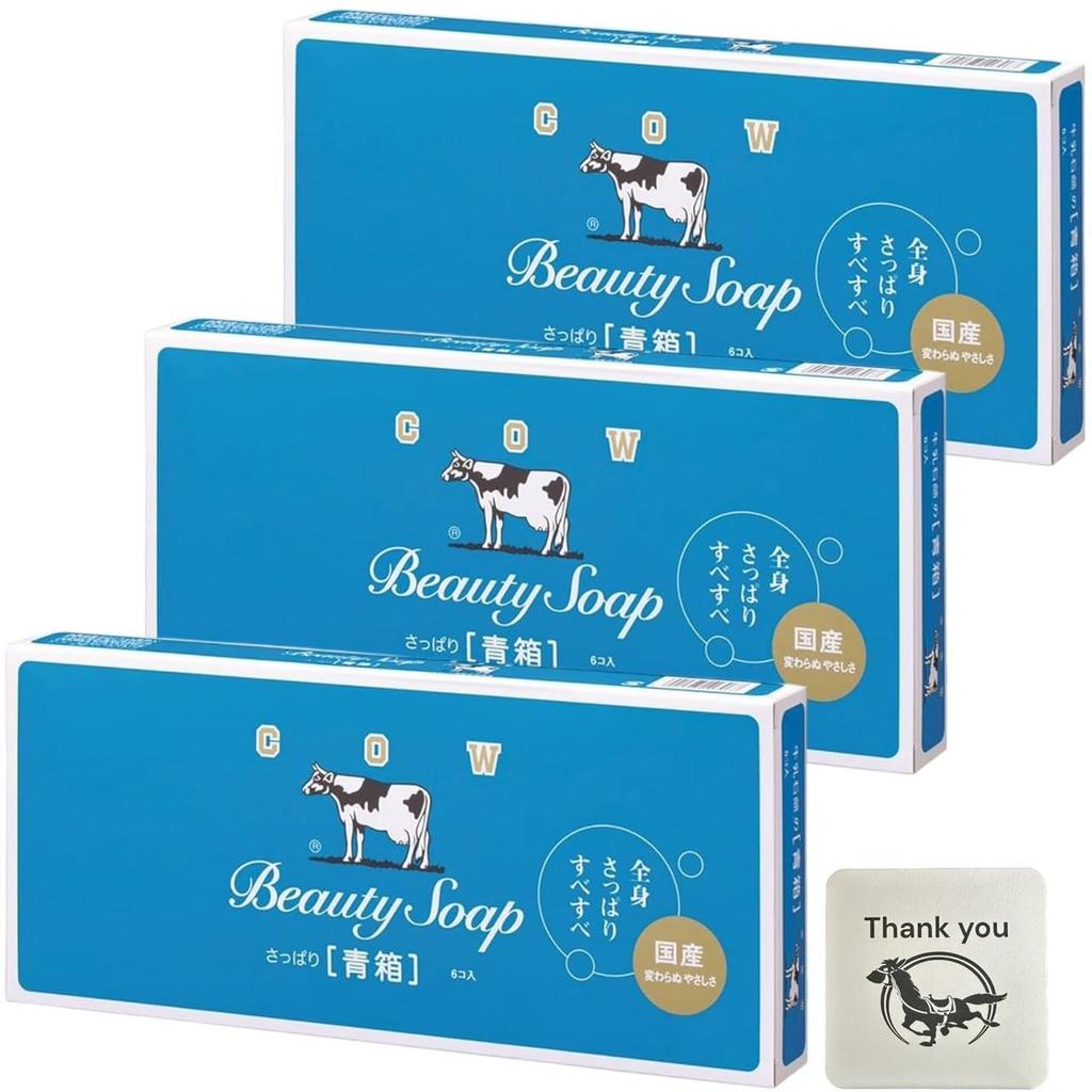 Бренд Cow Cow Milk Blue 85 г x 6 Твердый набор из 3 штук Kunutonn Оригинальный логотип Бонусный товар Мыло, Коробка, бруски, Мыло без добавок, +