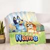 Bluey's Colorful Celebration Customize Your Name Blanket Throw Customizable Blanket Soft & Cozy Versatile for Chair Seaside Living Room Nap