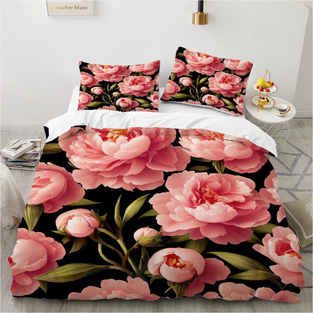 3D Flower Printed Duvet Cover King Twin Queen Double Size Kit Floral Pillowcase New Wholesale Elegant Bedspread