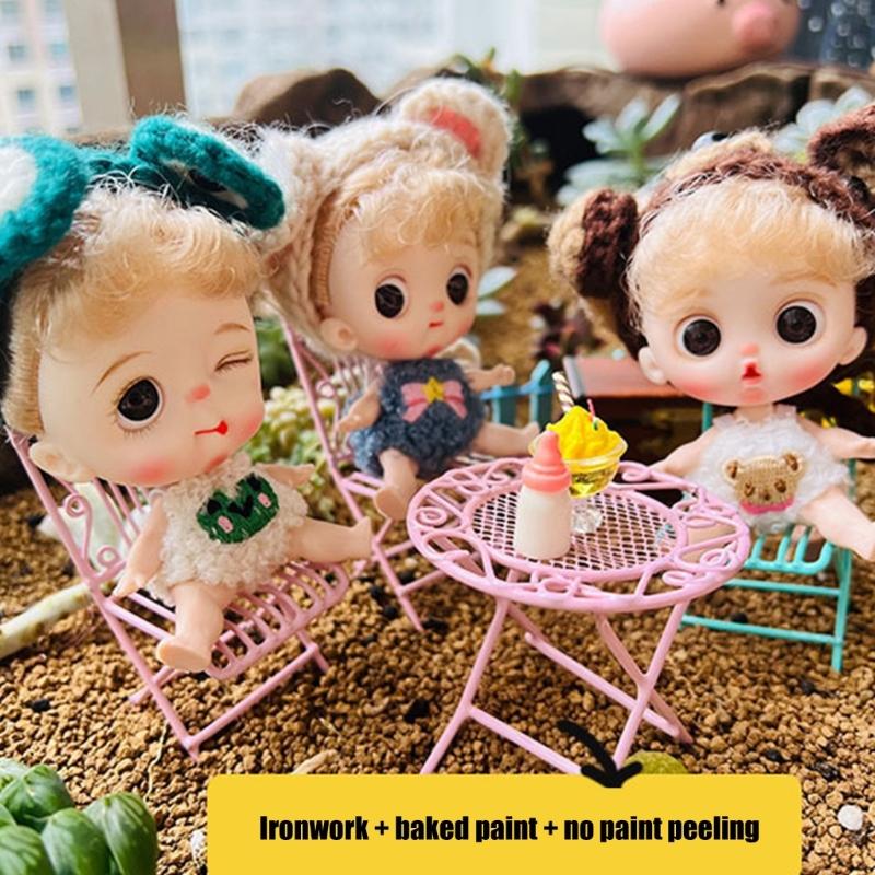 Набор миниатюрной мебели из кованого железа ручной работы: журнальный столик и стулья для кукольных домиков 1/12, модель, реквизит для отображения садовой сцены