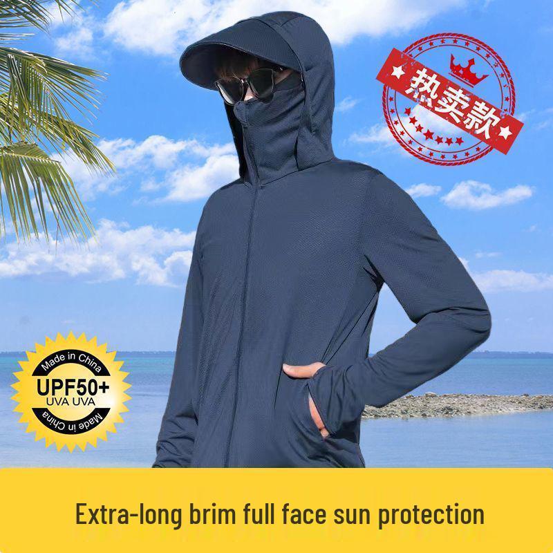 Мужская дышащая куртка с капюшоном из ледяного шелка с защитой от УФ-лучей для рыбалки - Новая летняя коллекция 2025