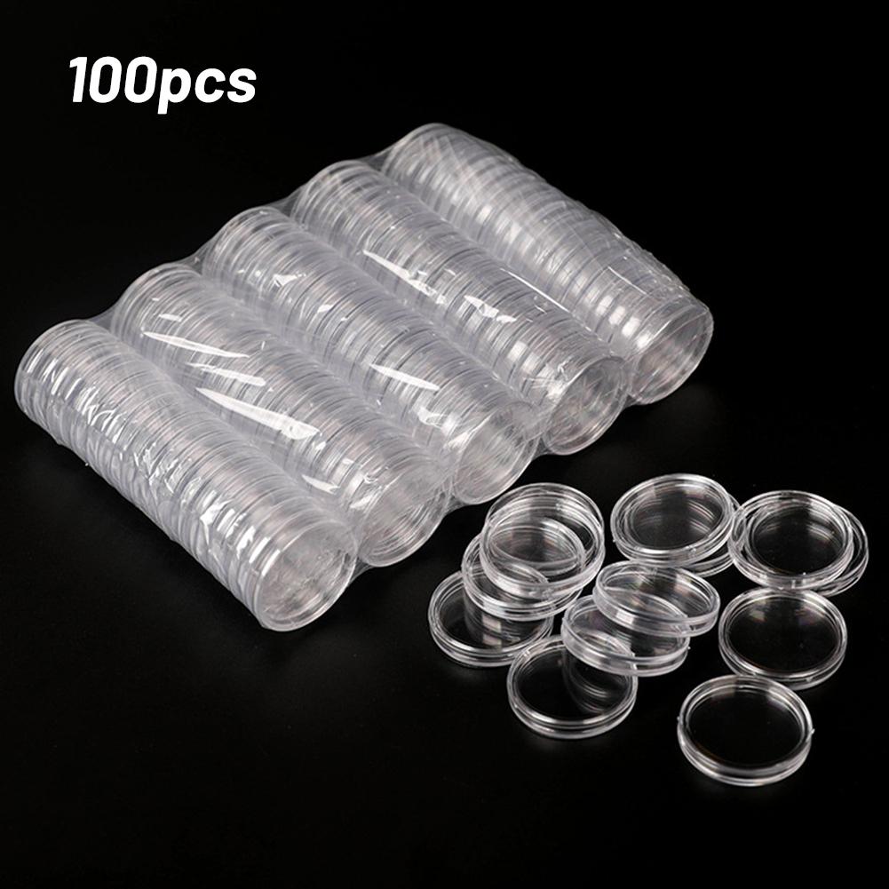 Pack Coin Storage Holder Decoration Elements Holder Plastic Round Set 100Pcs 39MM Capsule Case Brand New Parts