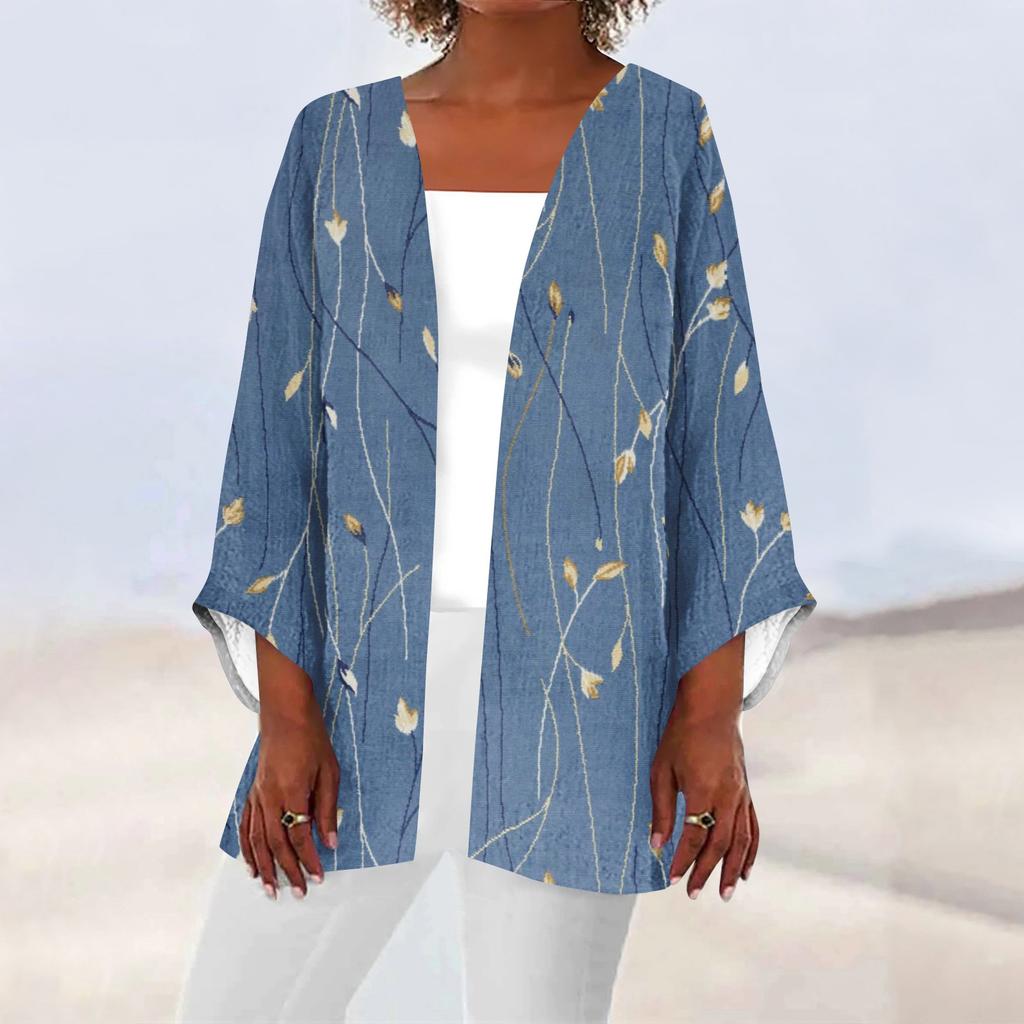 Женская повседневная модная легкая куртка средней длины с принтом в стиле ретро, ​​кардиган