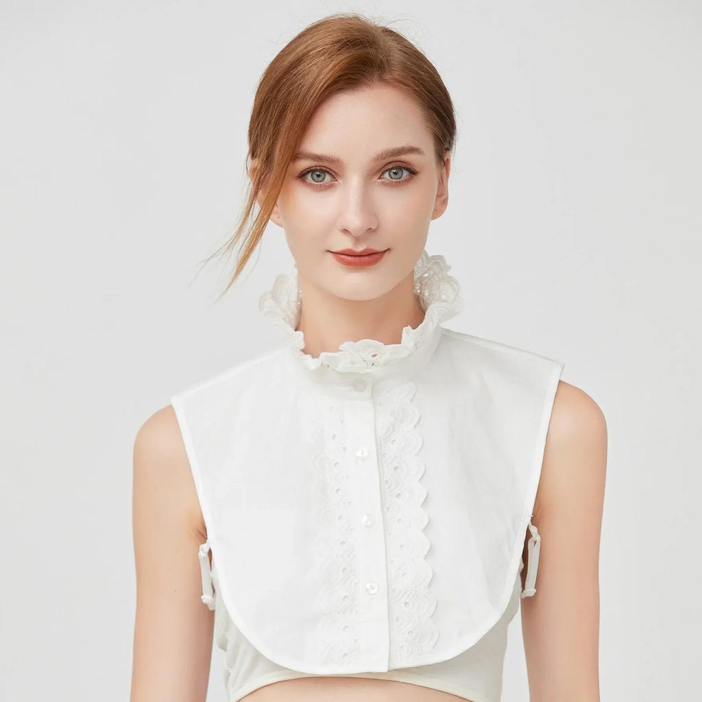 Korean Hollow Out Lace Fake Collar for Sweater Blouse Shirt Detachable Shirt Collar Neckwear Lapel Blouse Top False Collar